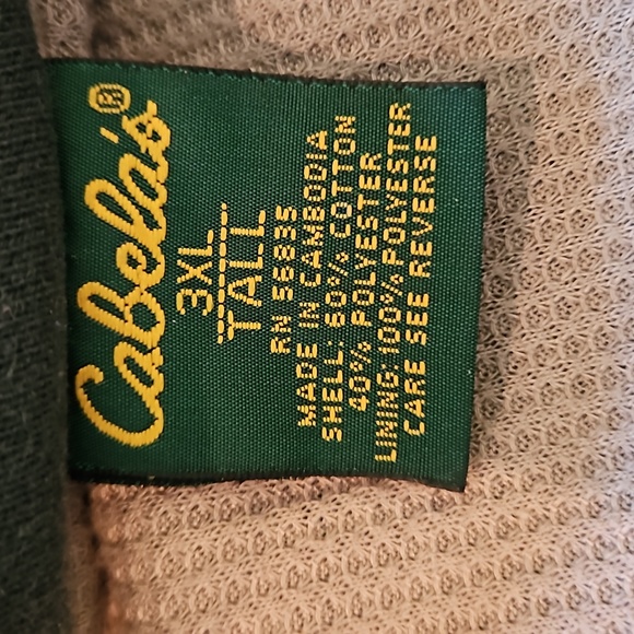 Cabellas Front Zip Lined Men's Hoodie. 3XL Tall - Picture 3 of 5